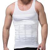 Mens Compression Shirt, Body Shaper Workout Tank Tops Training Shirt Undershirts … (2XL, White)