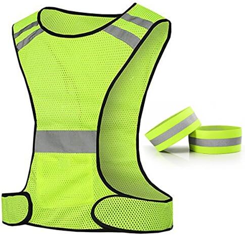 High Visibility Reflective Wristbands Reflective Ankle Bands High Visibility and Safety for Jogging Walking Cycling (Vest)