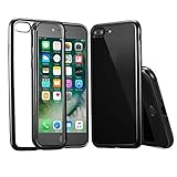 iPhone 7 Plus Case Quirkio - Clear TPU Soft Flexible Silicone Bumper Case Cover Protective Plating Crystal Rubber Transparent Plating Premium Ultra Slim Black (iPhone 7 Plus) (Black)