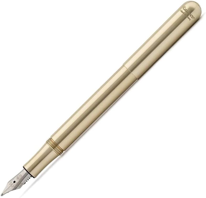 Kaweco LILIPUT Fountain Pen Brass I Premium Brass Fountain Pen for Ink Cartridges 12.5 cm I Nib: F (Fine)