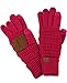 C.C Unisex Cable Knit Winter Warm Anti-Slip Touchscreen Texting Gloves, Hot Pink