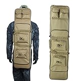 Airsson Tactical Rifle Shotgun AR15 AK47 Pistol Gun Case Cover Soft Double Bag Backpack Fishing Storage with Shoulder Strap Magazine Pouch Nylon (Tan, 48