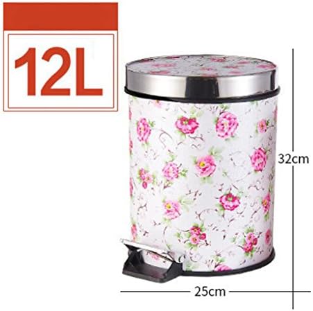 Rollsnownow Indoor Dustbins Pink Floral Pattern Pedal Size Trash Can Home Creative Bedroom Kitchen With Bathroom Living Room Covered With Trash Cans (Size : 12L)