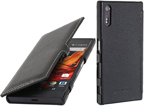 StilGut Genuine Leather Case for Sony Xperia XZ & Xperia XZs Book Type with Clasp, Black StilGut Genuine Leather Case for Sony Xperia XZ & Xperia XZs Book Type with Clasp, Black