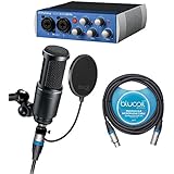 Presonus Audiobox USB 96 Audio Recording Interface -INCLUDES- Audio-Technica AT2020 Cardioid Condenser Microphone, Blucoil Audio 6” Pop Filter AND 10’ Balanced XLR Cable