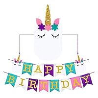 EIXJA Unicorn Happy Birthday Banner, Perfect Unicorn Party Supplies, New Exterior Design and Premium Felt, Unicorn Party Decoration