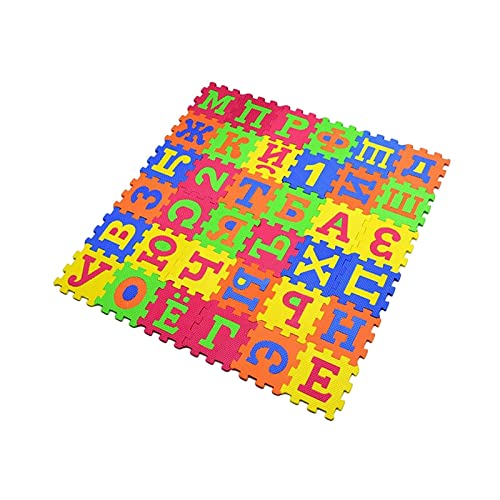 Generic EVA Foam Floor Play Mat Russian Alphabet Floor Tiles for Living Roomkitchen, 14cmx14cm