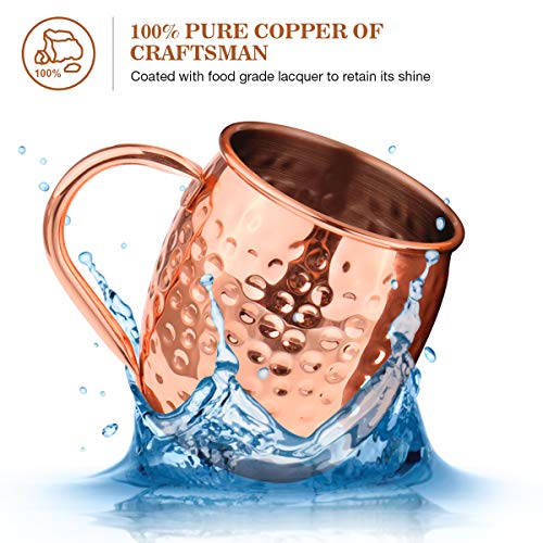 BABAN Moscow Mule Kupferbecher: Umfasst 4 x Becher 500ML, 4 x Untersetzer, 4 x Strohhalme, 2 x Shotglas 60ML in… – Bild 3