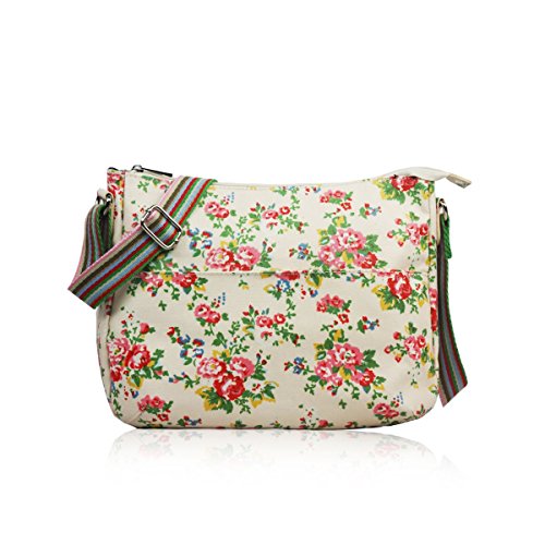 Light Pink Vintage Floral Shabby Chic Matte Oilcloth Ladies Messenger Fashion Bag Handbag