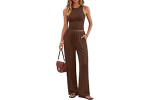 Trendy Queen Womens 2 Piece Outfits Sweatsuit Lounge Sets Sleeveless Tank Tops Summer Vacation Wide Leg Pants Tracksuits