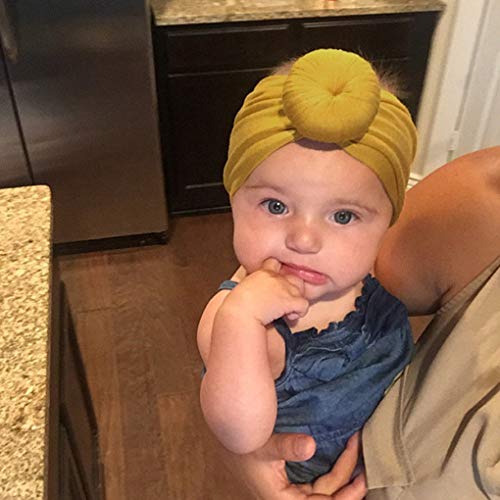 Xuanhemen Kids Baby Turban Knot Baby Headdress Headbands Toddler Bohemian Knot Wrap Hat 1-2 Years Old - Thumbnail 3