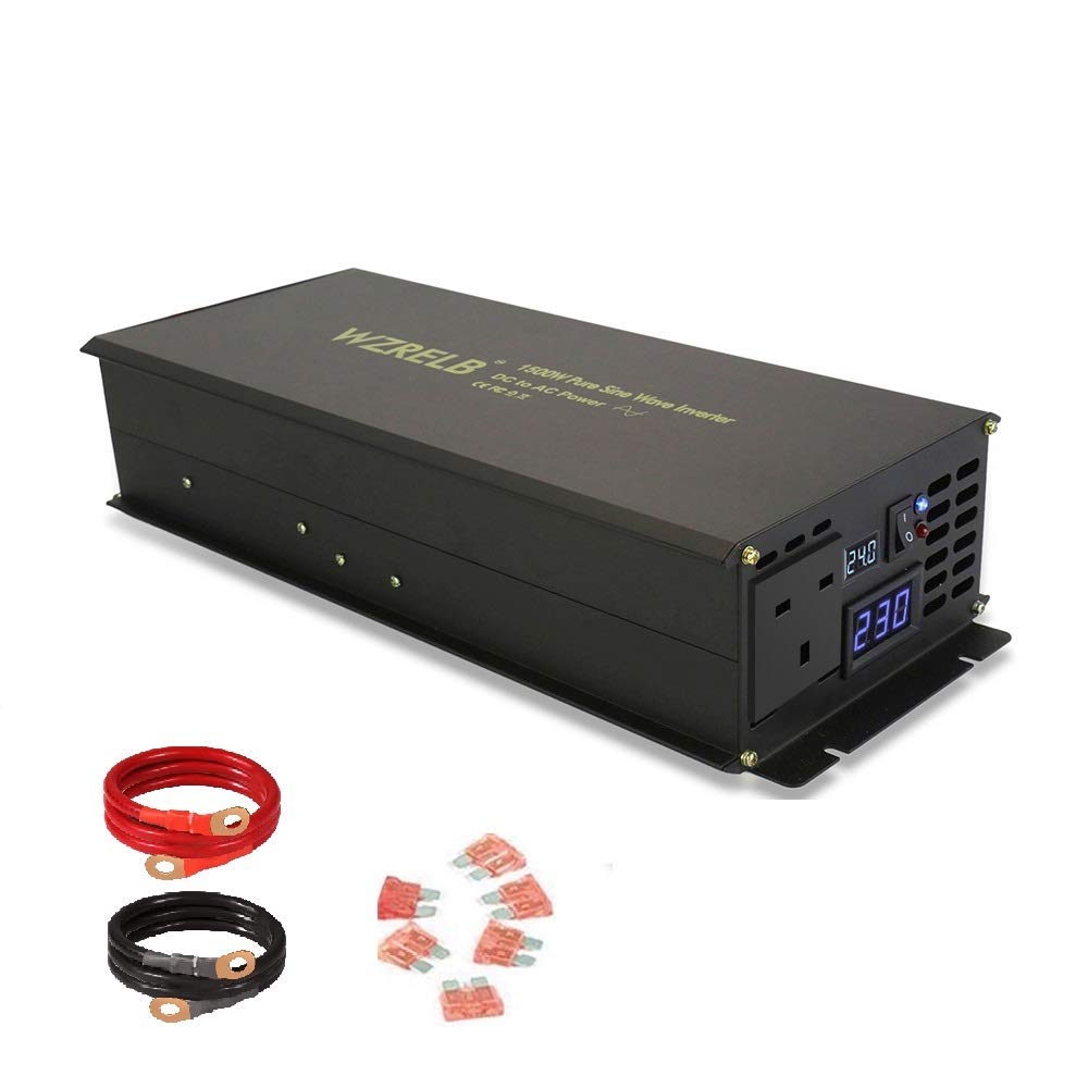 WZRELB 1500W Pure Sine Wave Power Inverter Convert 24V DC to 230V AC for home appliance refrigerator RV