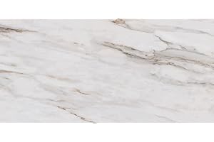 TENEDOS TRCD-CLG-POR Siena White Greyish Oro Gold Brownish 12x24 Calacatta Marble Look Porcelain Matte Floor Wall Tile Backsplash for Kitchen, Shower, Fireplace, Countertop (1 Piece)