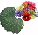 Moon Boat 36PCS Hibiscus Tropical Leaves Palm Simulation Imitation Leaf- Luau/Hawaiian/Jungle/Beach Party Decorations Supplies Summer Flowers