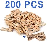 Mini, Natural Clothespins Craft Boutique, Wood, 200 Per Pack, Wooden Pins for Scrapbooking Wood Crafts