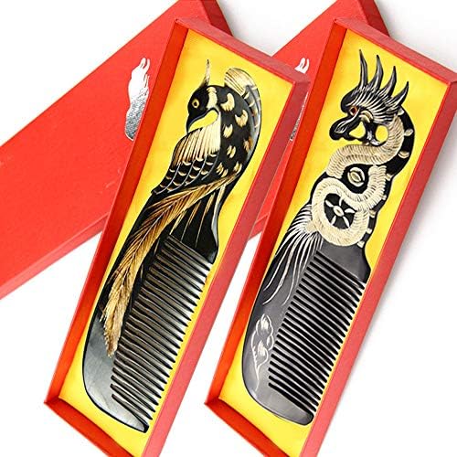 Exquisite Natural Ox Horn Hair Comb 100% Handmade Premium Quality Anti-Static Comb Without Handleby Liasun (1# Dragon and Phoenix Horn comb)