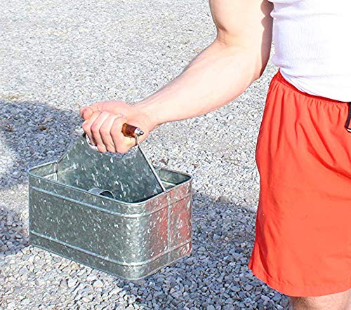 Galvanized Metal Caddy Plus Matching Salt and Pepper Shaker Farmhouse Rustic Carry-All Picnic Kitchen Utensil Organizer Condiment Holder by Well Pack Box - Thumbnail 6