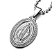 COOLSTEELANDBEYOND Virgin Mary Maria Oval Miraculous Medal Pendant Necklace for Men Women