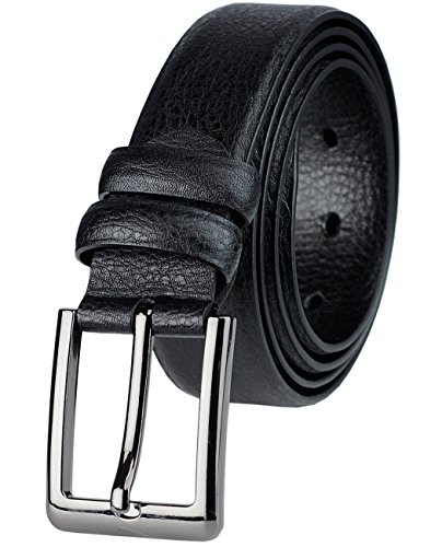 Eurosport Men's Design Faux Leather Classic Look Cut-To-Fit Belt with Dark Metal Square Buckle, Black, Medium