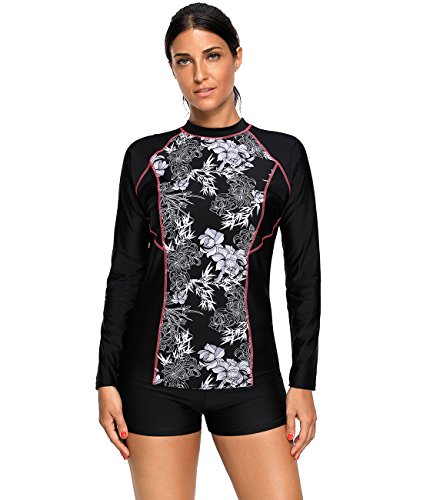 LALAGEN Women's Long Sleeve Sun Protection Rashguard Swimwear Athletic Tankini