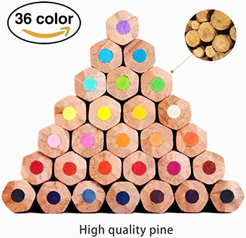 TOP 36-color Pencils,Soft-Core - Triangular-shaped - Pre-sharpened Set For Adults And Kids/Vibrant Colors,Drawing Pencils for Sketch, Arts, Coloring Books (Cylinder)