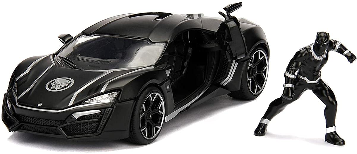 Jada Toys - 99723BK - Model LYKAN HYPERSPORT With Figure Black Panther 1/24 Die-Cast Marvel - Black