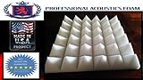 Professional Acoustic Foam Sound Absorption White Pyramid Studio Treatment Wall Panel, 48