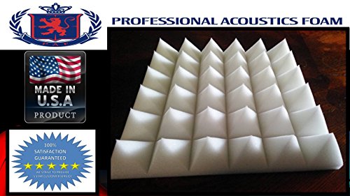 Professional Acoustic Foam Sound Absorption White Pyramid Studio Treatment Wall Panel, 48