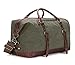 BAOSHA Canvas PU Leather Travel Tote Duffel Bag Carry on Bag Weekender Overnight Bag