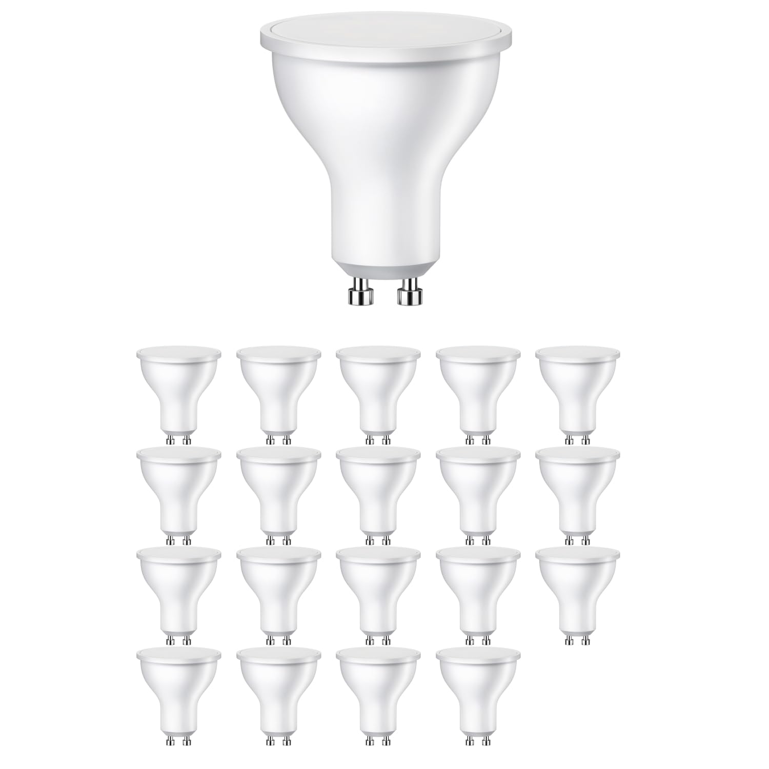 ledscom.de 20 GU10 LED Bulbs, PAR16, Warm White (2700 K), 7 W, 630lm, 103°, matt — image 1