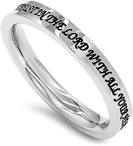 Christian RingsK5 Trust in The Lord with All Your Heart Proverbs 3:5 Ring Christian Scripture Band
