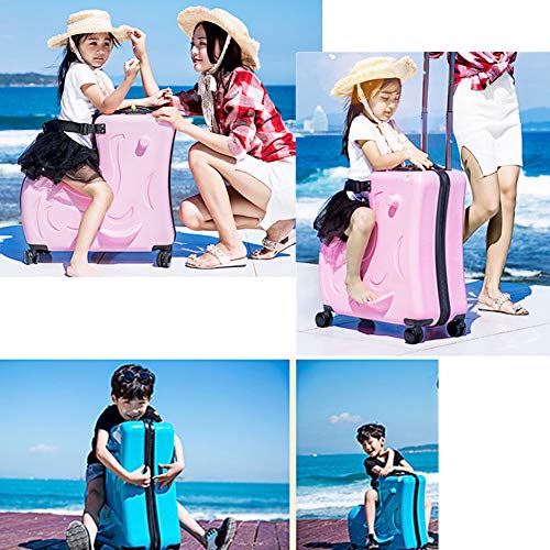 O-Toys 2 in 1 Kids Luggage Ride-On Organizer Carry-On Travel Bag with Traction Rope Waterproof Toys Storage Box, Large Pink