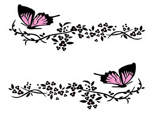 Fochutech 1 Pair Car Auto Body Sticker Butterfly Flowers Engine Hood Self-Adhesive Side Truck Vinyl - //coolthings.us