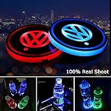 AutoDIY Led Car Logo Cup Lights up Holder USB Charging Waterproof Bottle Drinks pad 7 Colors Changing Atmosphere Lamp mat Cars for Luminous Coasters 2PCS (for Volkswage.n)