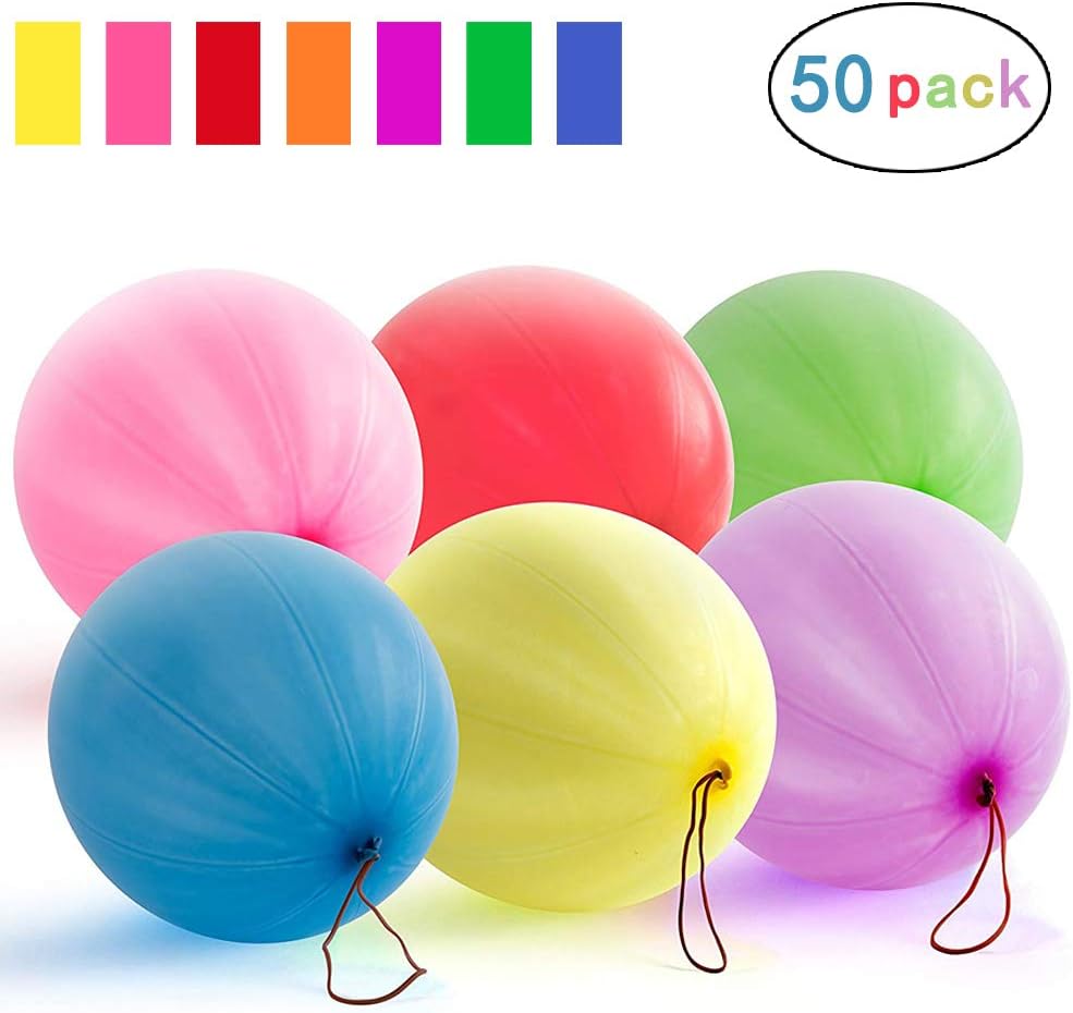 KORSMALL Punch Balloons,Assorted Color Neon Punch Balls