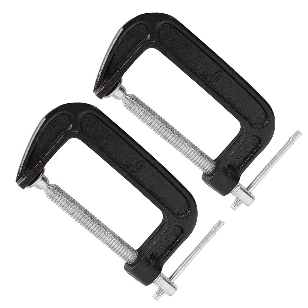 Zeromall 4 Inch C-Clamp Set, Heavy Duty Steel C Clamps, 2 Packs, Black