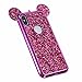 iPhone X Case Glitter, Umiko(TM) Luxury 3D Mickey & Minnie Mouse Ears Crystal Diamond Bling Rhinestone Sparkle Diamond Protective TPU Rubber Case with Strap for Apple iPhone X, Hot Pink