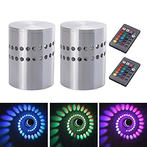 Lamker 2 stuks LED Wandlamp Binnen 3W Spiraal Effect RGB Verlichting Lamp Moderne Effectlamp Muurlampen Design Aluminium…