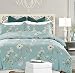 Duvet Cover Set 3 pieces (1 Duvet Cover Double Sided + 2 Pillow Shams) - Green Floral Printed -Soft Lightweight Luxury Microfiber - Hypoallergenic Comforter Covers - Size included Twin Full Queen King