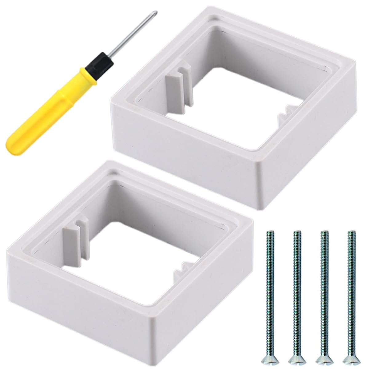 Acmerota 20mm Single Socket Spacer, Single Socket Surround 1 Gang 10mm Square Spacer for Lush Mount Back Pattress Box Height Increase, for Living Room School Office (Pack of 2)