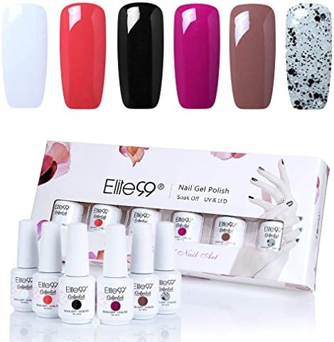 Qimisi Elite99 Soak-off Gel Nail Polish with UV LED, 8 ml (Set of 5)