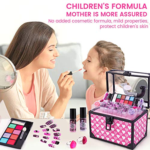 SHANNA Kids Makeup Kit for Girl, 12 Pcs Realistic Washable Non Toxic Pretend Makeup for Kids Girls Toddler 3 4 5 6 7 8 Year Old - Play Makeup for Little Girls