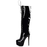 Richealnana Women's Platform Lace Up Stiletto High Heels Knee High Boots