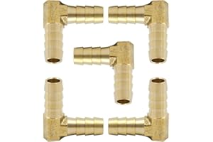 VISHOMEYARD Brass Hose Barb 90 Degree Elbow Fitting 5/16" Barbed x 5/16" Barbed (Pack of 5)
