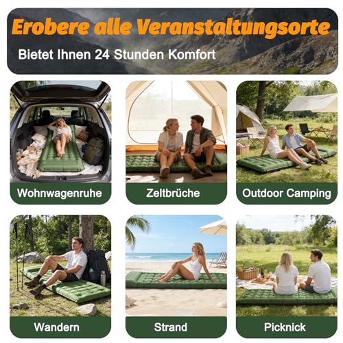 SWTMERRY High Quality Inflatable Sleeping Mat - 12cm Thickened Sleeping Mat with Foot Pump & Pillow, Waterproof Lightweight Space Saving Air Mattress for Outdoor Camping, Hiking, Beach, Travel, Tent