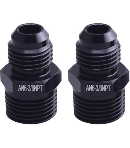 2-Pack AN6 Straight Male To NPT Adapters - 1/8", 1/4", 3/8", 1/2" Black Aluminum Fittings 3 thumbnail image