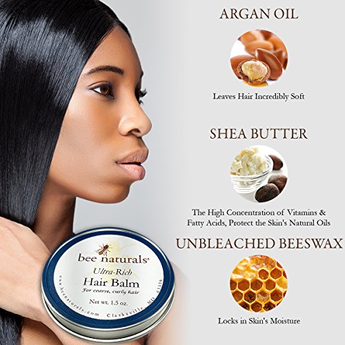 Ultra Rich Hair Balm - For Coarse, Curly and Dry Hair - Conditions and Shines with No Silicone Or Synthetic Ingredients - Leaves No Sticky Build Up In Hair - 1.5 Oz