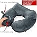 PUREFLY Soft Velvet Inflatable Travel Neck Pillow for Airplanes with Packsack