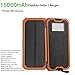 LANIAKEA 15000mAh Solar Charger, Dual USB Solar Panel Battery Charger for iPhone, Samsung, HTC, Nexus, Android Smart Phone, Windows Phone and Tablets, Orange