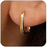 IRCOMULTI Gold Plated Square Dangle Hoop Earrings Polished Chunky Thick Huggie Earrings Square Geometric Hoop Earring Jewelry for Women